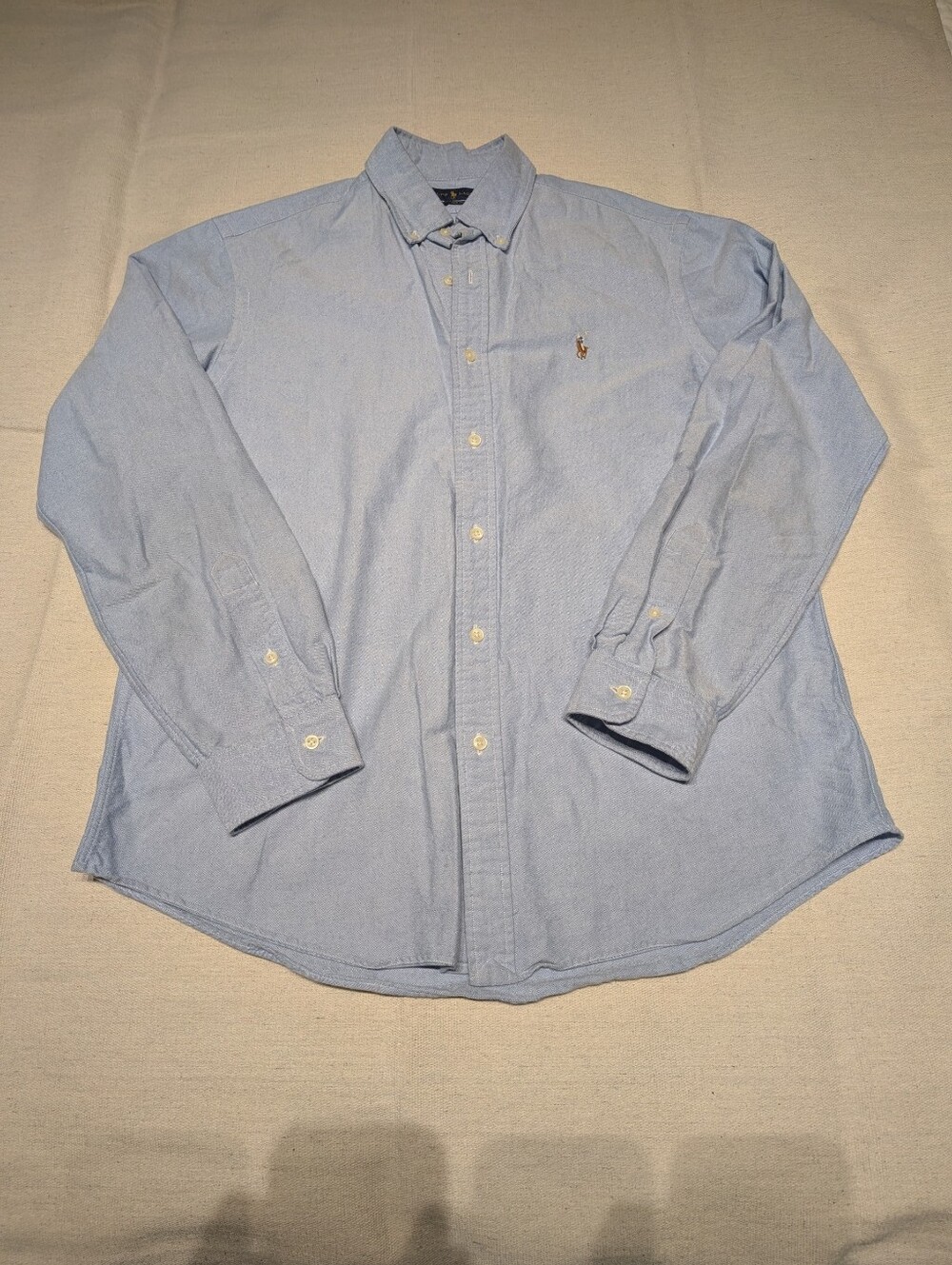 Polo classic blue Oxford button up shirt mens L